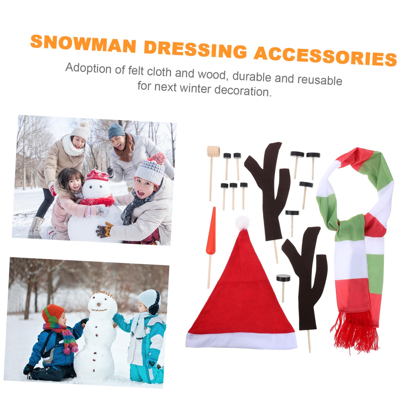 Schneemann Verkleidungsset und Stoff mit Mütze und Schal Praktisches Selbstgemacht Weihnachtsdeko für Kinder 16 Stück für Kreative Winterdekoration