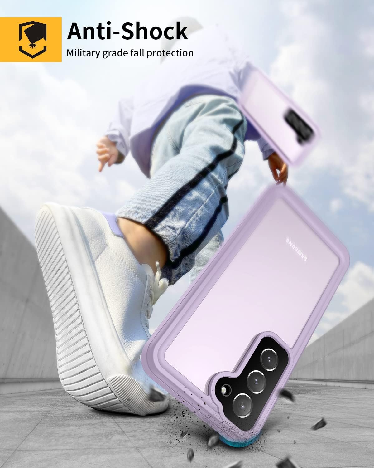 Lanhiem for Samsung Galaxy S23 Case (Not for S23 Plus), IP68 Waterproof Dustproof Case with Built-in Screen Protector, Heavy Duty Full Body Protective Cover for Galaxy S23 5G 6.1 Inch, Purple