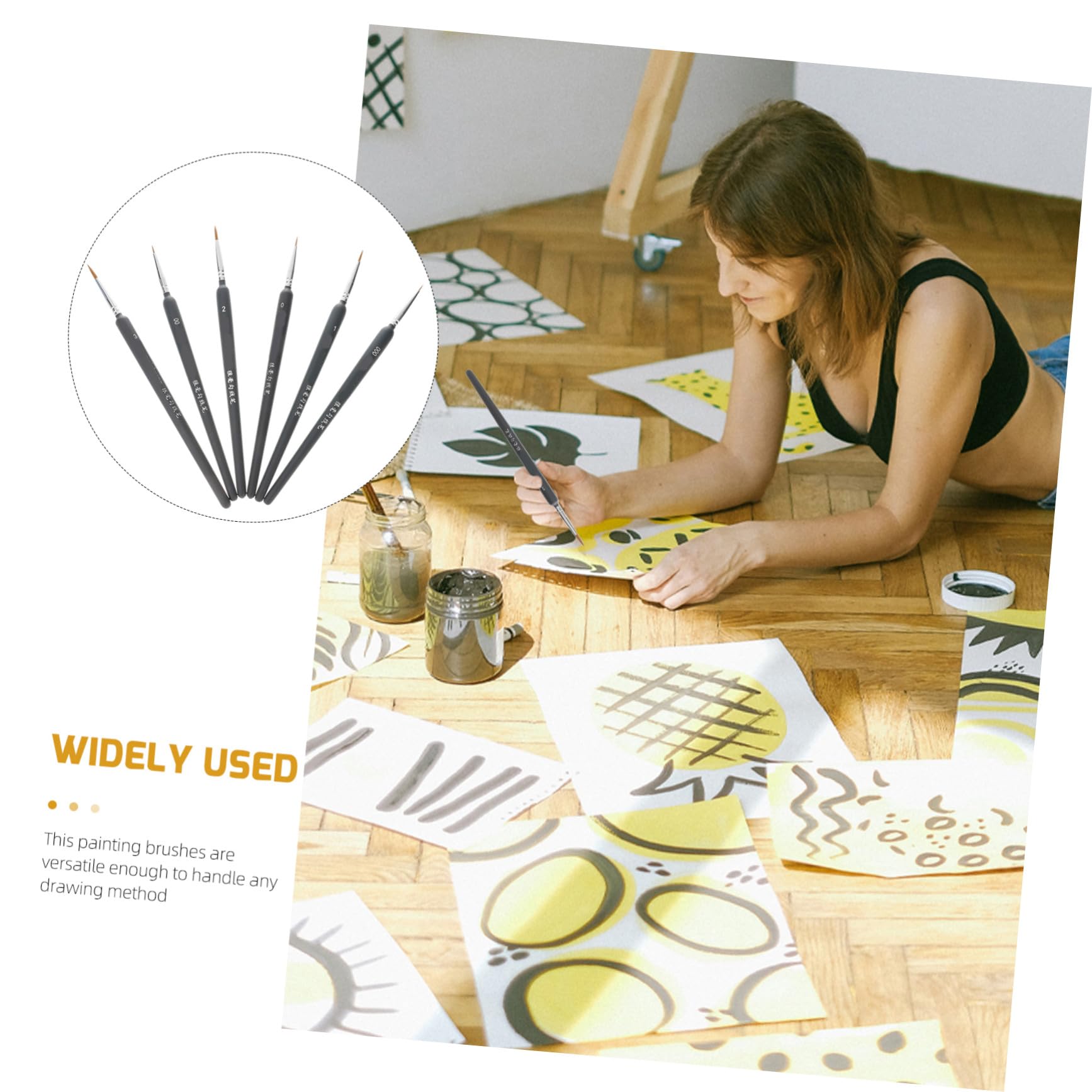 Pincel de Acuarela para Estudiantes 6 Piezas Accesorios de Pintura | Plástico, para Niños y Adultos, Decoracion Colegio, Miniatura Pintura Pinceles