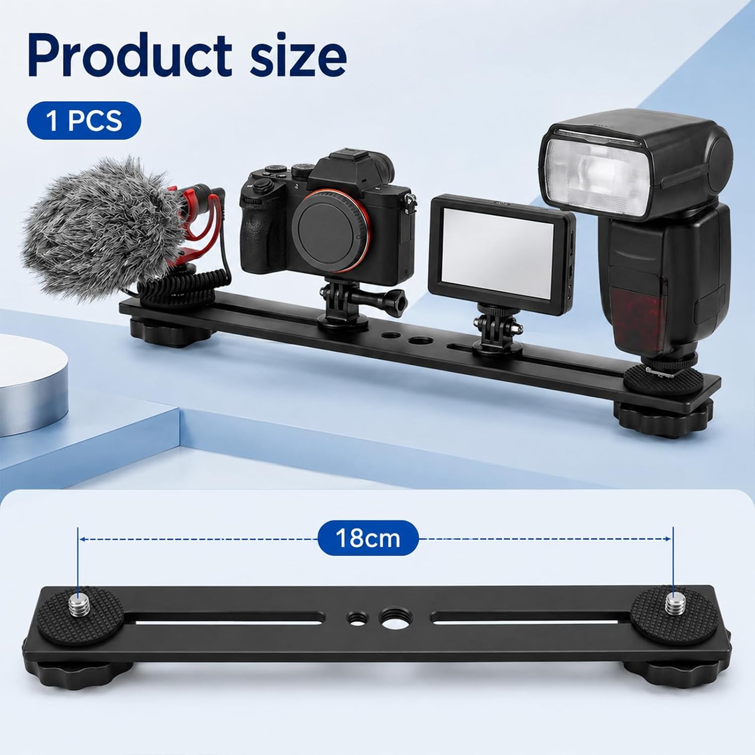 Tripod Extension Arm Flash Bracket Camera Bracket Tripod Accessories Tripods Attachment Camera Attachment Extension Bar Tripods Accessories Attachments, 8 x 1.2 inch Black Aluminum Alloy