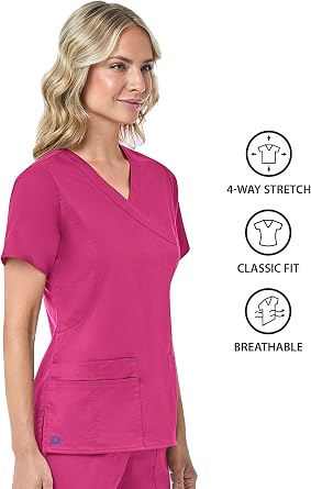 Maevn Women's Blossom Mock Wrap Top(Passion Pink, XX-Large)