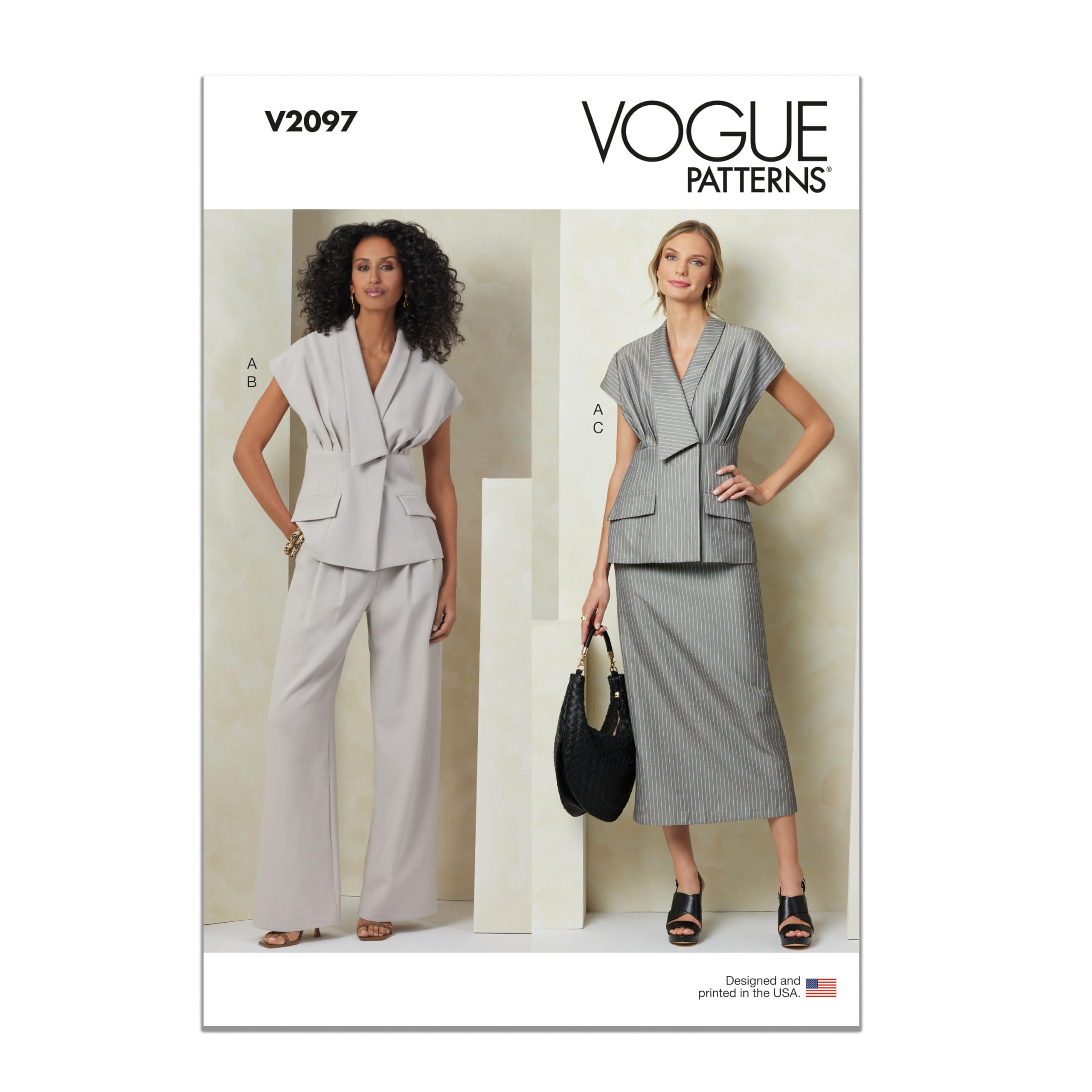 Vogue SEWING PATTERN V2097 Misses' Top, Skirt & Trousers Sizes 6-14 Free Postage