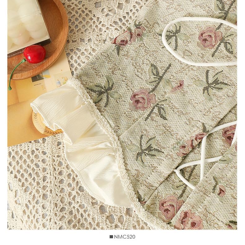 Image of ICW Women Korean Retro Style Vintage Floral Jacquard Lace-Up Off-The-Shoulder Smock Puff Sleeve Ruffled Crop Blouse Corset Top DN6021