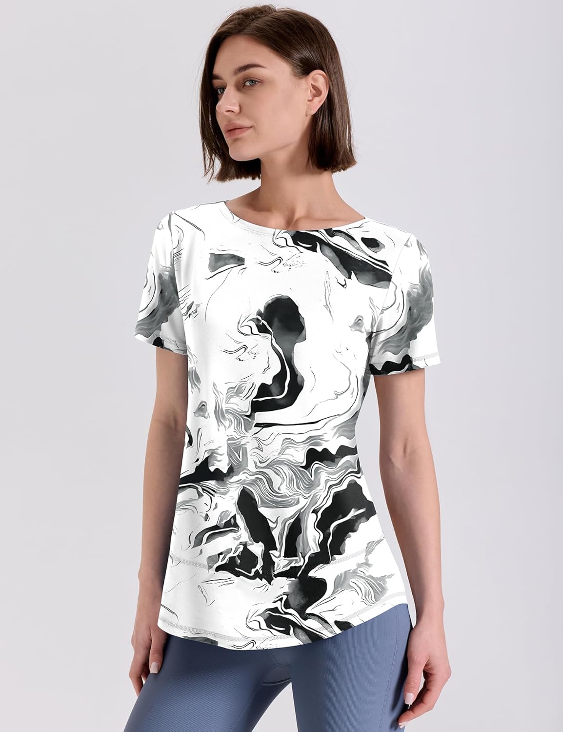 Kistore Workout Tops for Women Short Sleeve Boat Neck Loose Fit Gym T-Shirt Athletic Casual Tee Shirts - Image 2