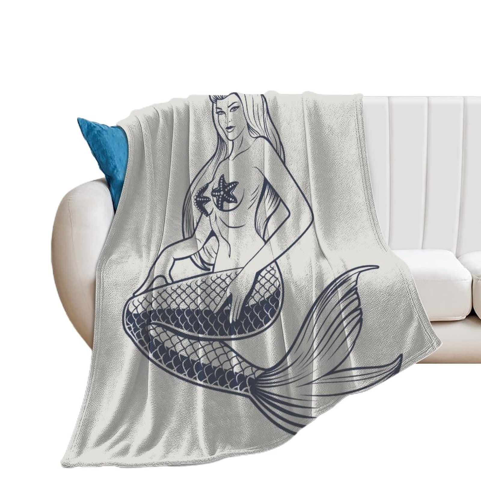 Couverture polaire sirène plaid flanelle lit jeté de canapé chaud 100x130cm