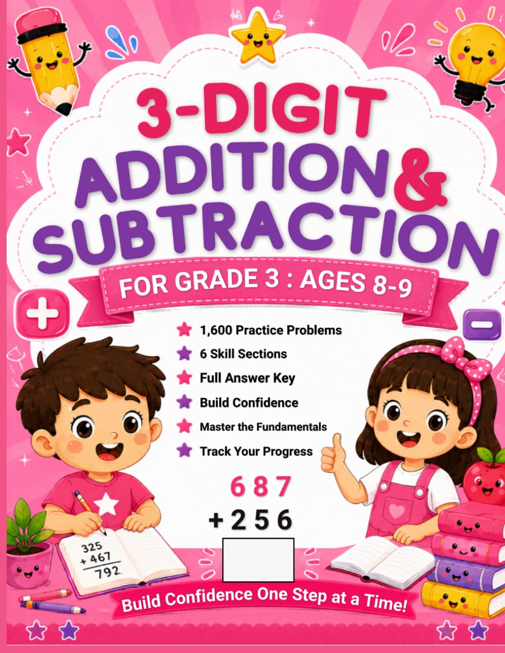 3-Digit Addition & Subtraction Workbook for Grade 3: 1,600 Practice Problems • 6 Skill Sections • Full Answer Key • Build Confidence (Grade 3 Math Workbook)