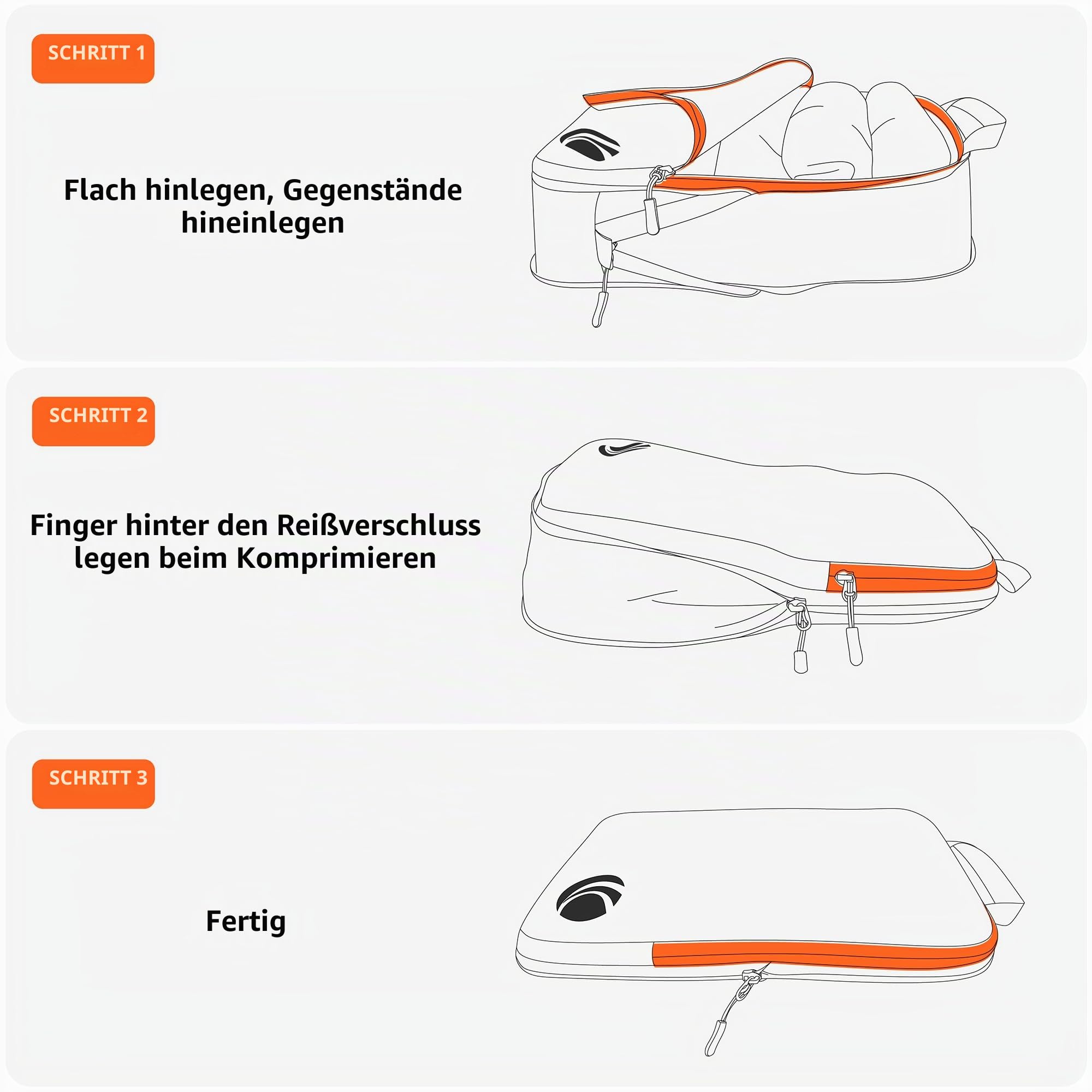 Cipway Kompressions-Packwürfel-Set für Reisen, ultraleichte Verpackungsorganisatoren für Gepäck, Koffer und Rucksack (grau, 5 Stück)