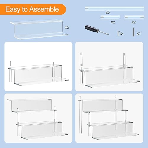 Vista 8 de Elevadores de exhibición de 12 pulgadas, soporte organizador de perfumes de 4 niveles, figuras transparentes para cupcakes, estantes de postres