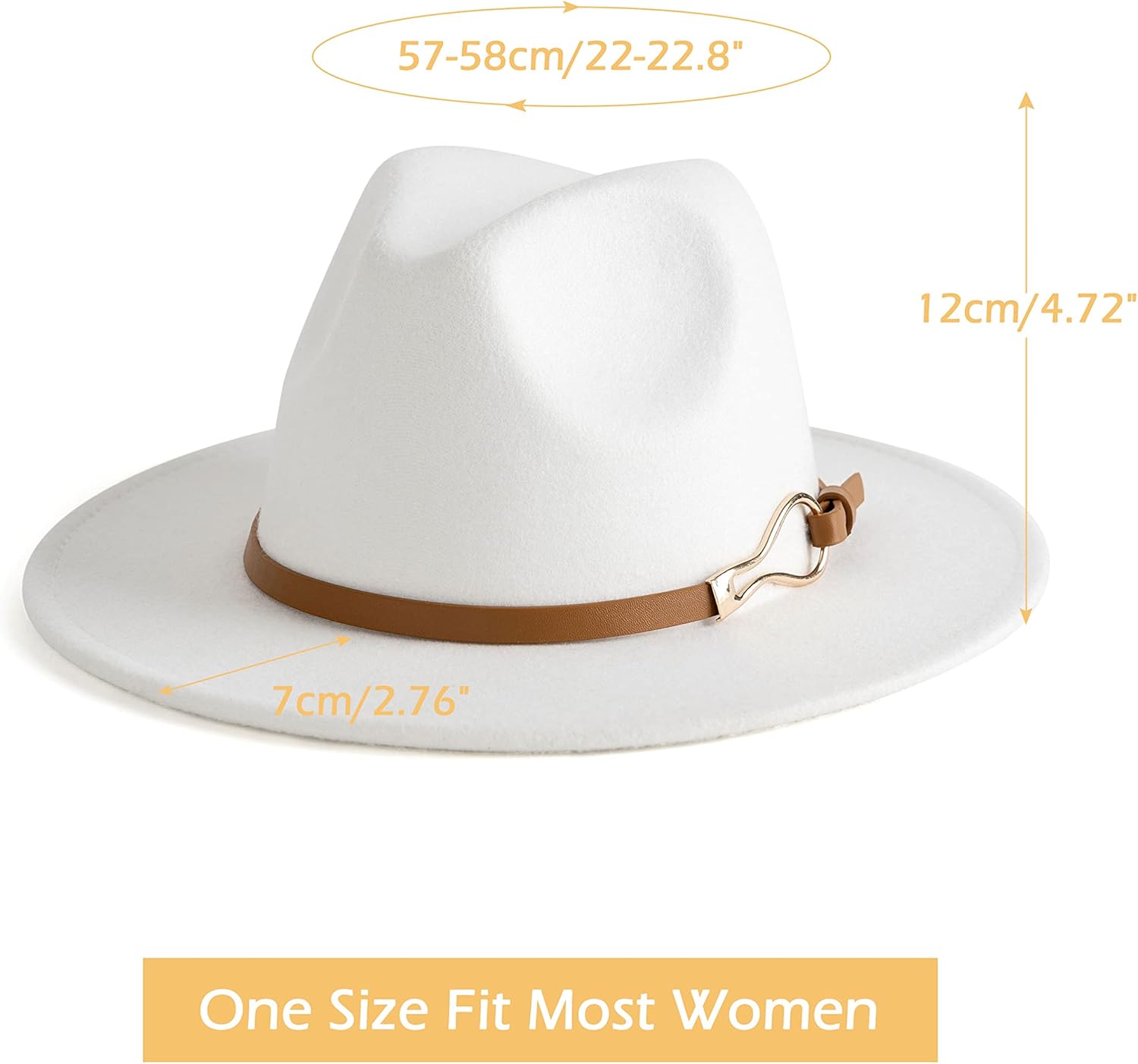 Fashion Women Wide Brim Fedora Floppy Panama Hat with Belt Buckle - Image 4