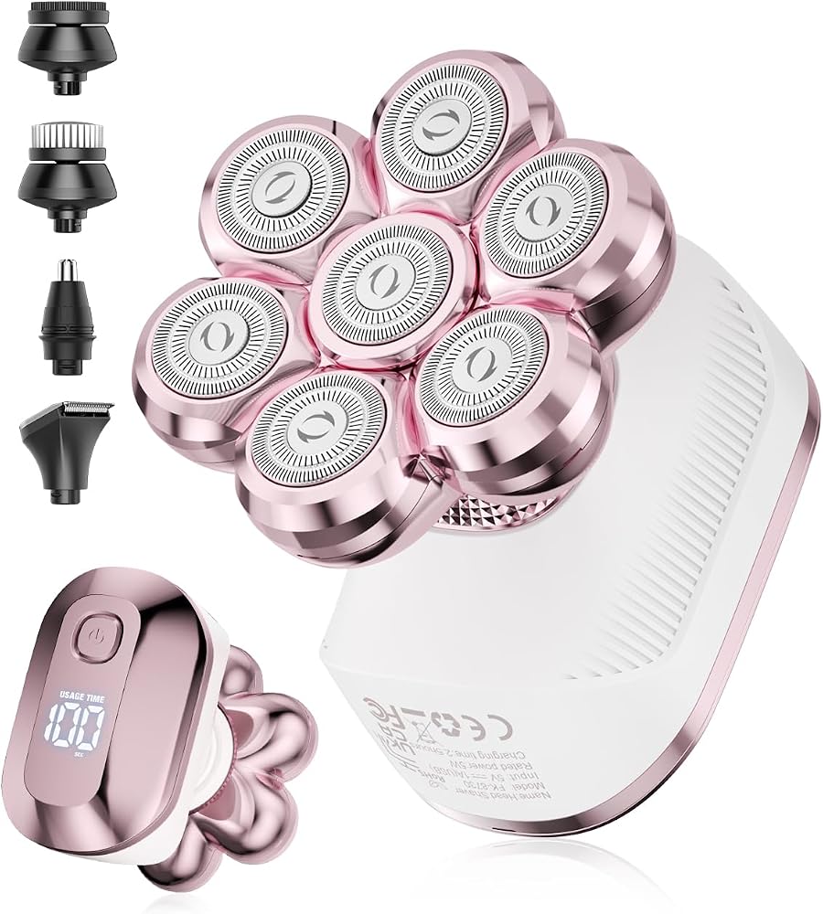 Electric Razors for Women, IPX7 Waterproof Wet/Dry, 7D Floating Electric Shavers for Womens Full Body Legs, LED Display & Travel Lock for Face, Bikini, Underarms and Arms-Pale Pink — 사진 1