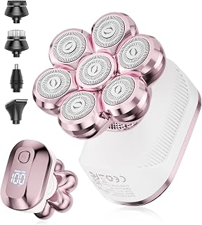 Electric Razors for Women, IPX7 Waterproof Wet/Dry, 7D Floating Electric Shavers for Womens Full Body Legs, LED Display & Travel Lock for Face, Bikini, Underarms and Arms-Pale Pink