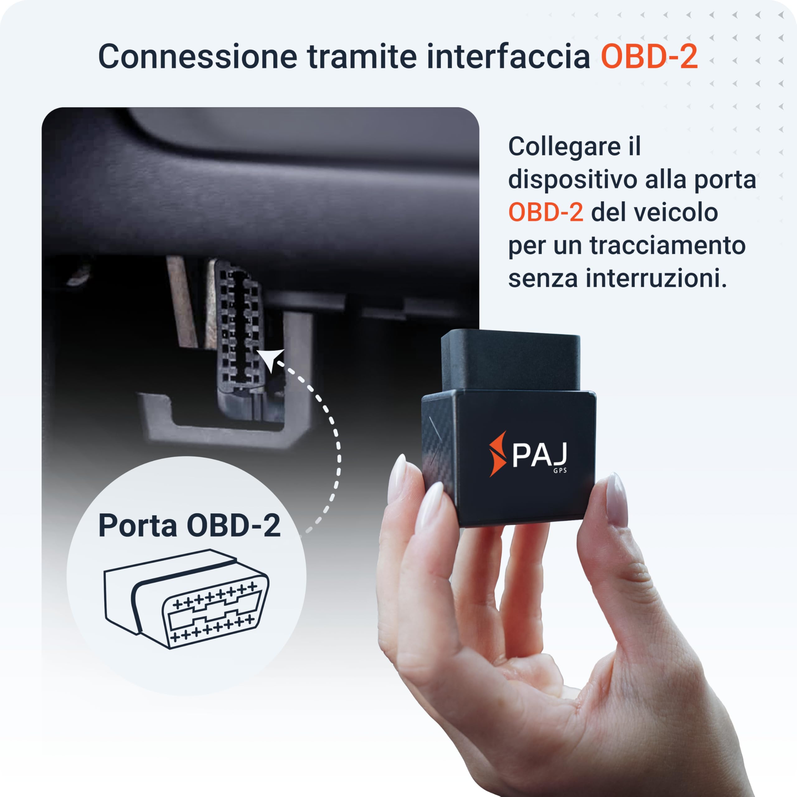 PAJ CAR OBD Finder 4G 2.0, Localizzatore GPS Auto, Camion e altri Veicoli, Collegamento Diretto Presa OBD, Tracciamento Tempo Reale via App, Vari Allarmi Impostabili, 365gg Archivio Percorsi