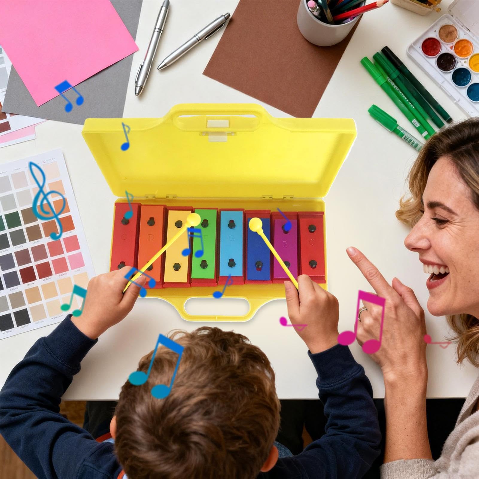 Xilófono colorido, musical de 8 notas, instrumento afinado con mazos, ayuda educativa para la enseñanza, práctica en el aula preescolar, rendimiento en viajes a casa, regalo de cumpleaños y va