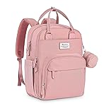 RUVALINO Diaper Bag Backpack, Multifunction Travel Back Pack for Girls, Maternity Baby Changing Bags with Changing Pad for Mom, Large Capacity, Waterproof and Stylish, Pink