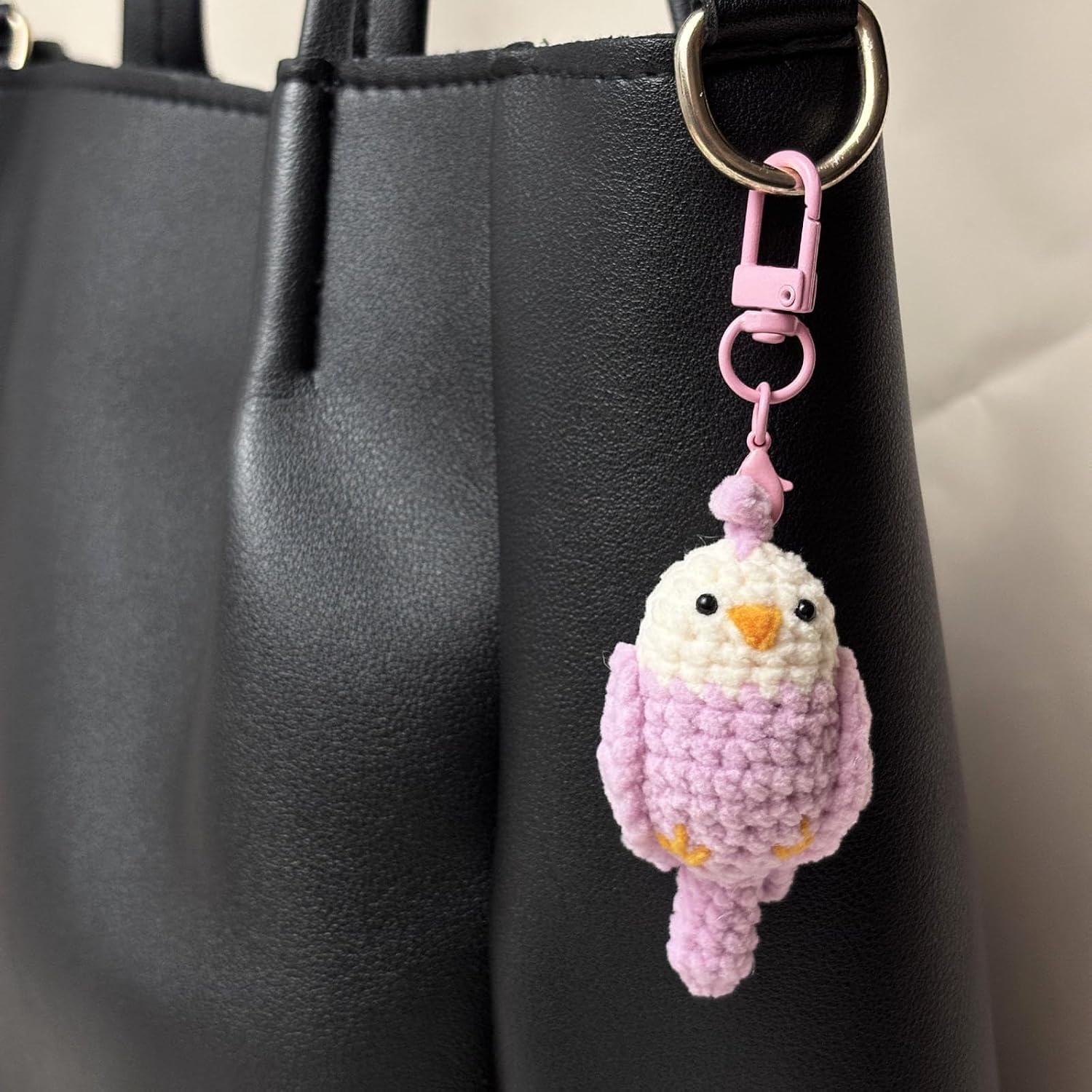 Crochet Bird Keychain, Handmade Weaving Parrot, Bag Pendant, Key Ring, Car Accessories, Gift for Friends, Family, kids image 4