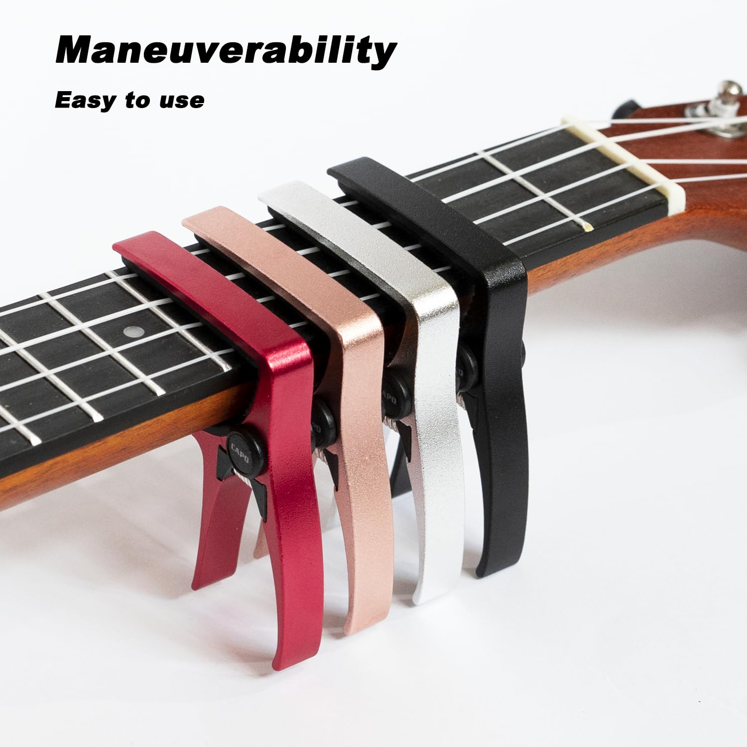 Kapodaster ukulele na 4-strunową gitarę i mandolinę, mini rozmiar profesjonalne ukulele kapodaster czerwony