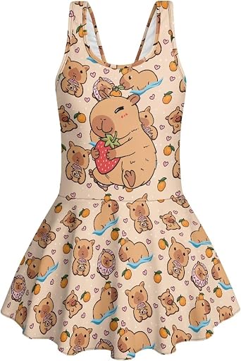Upetstory One Piece Swimsuit for Girls Bathing Suit with Skirt 3-13