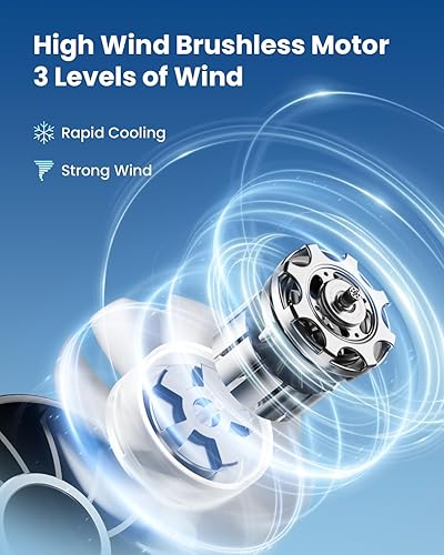 Miniatura 2 de Gaiatop Mini ventilador portátil, ventiladores de mano de 3 velocidades con linterna de visualización de energía, batería recargable USB,