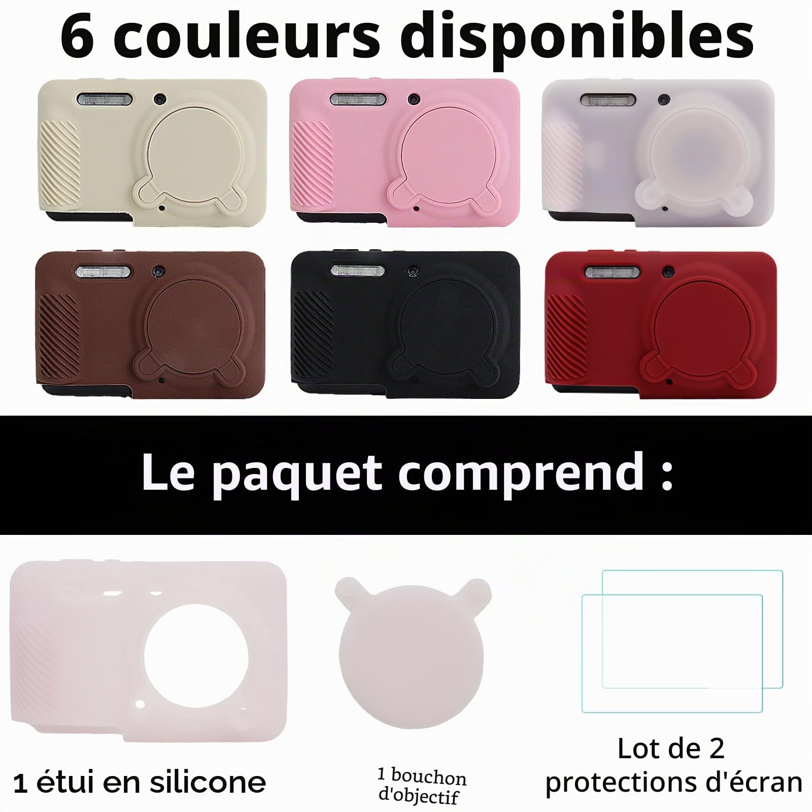Rieibi Coque Silicone Kodak PIXPRO FZ55 Étui avec Protection d'écran, Housse d'objectif Amovible, Antidérapant