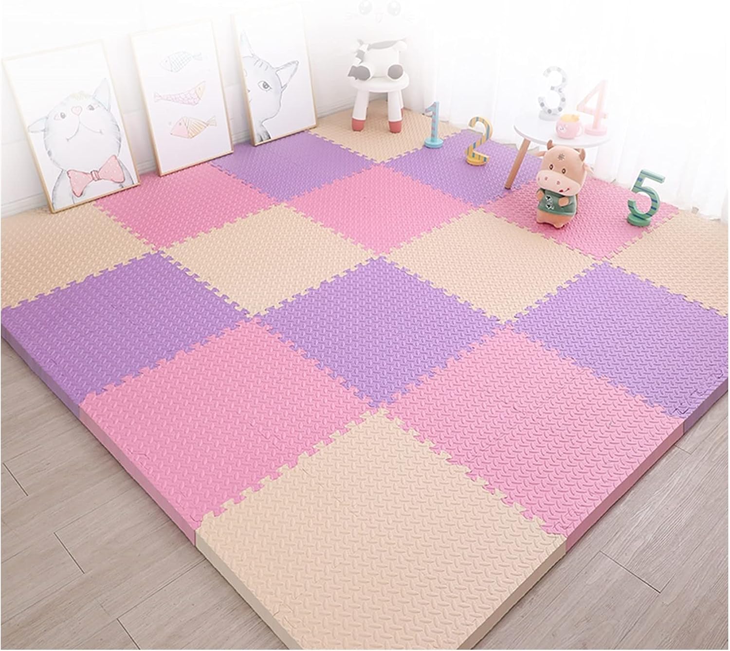 Interlocking Foam Baby Play Mat Star Tiles with Edges - Play Mats, Colouful Tile Mats for Babies and Children (Color : C, Size : 60x60x2.5cm-16pcs)