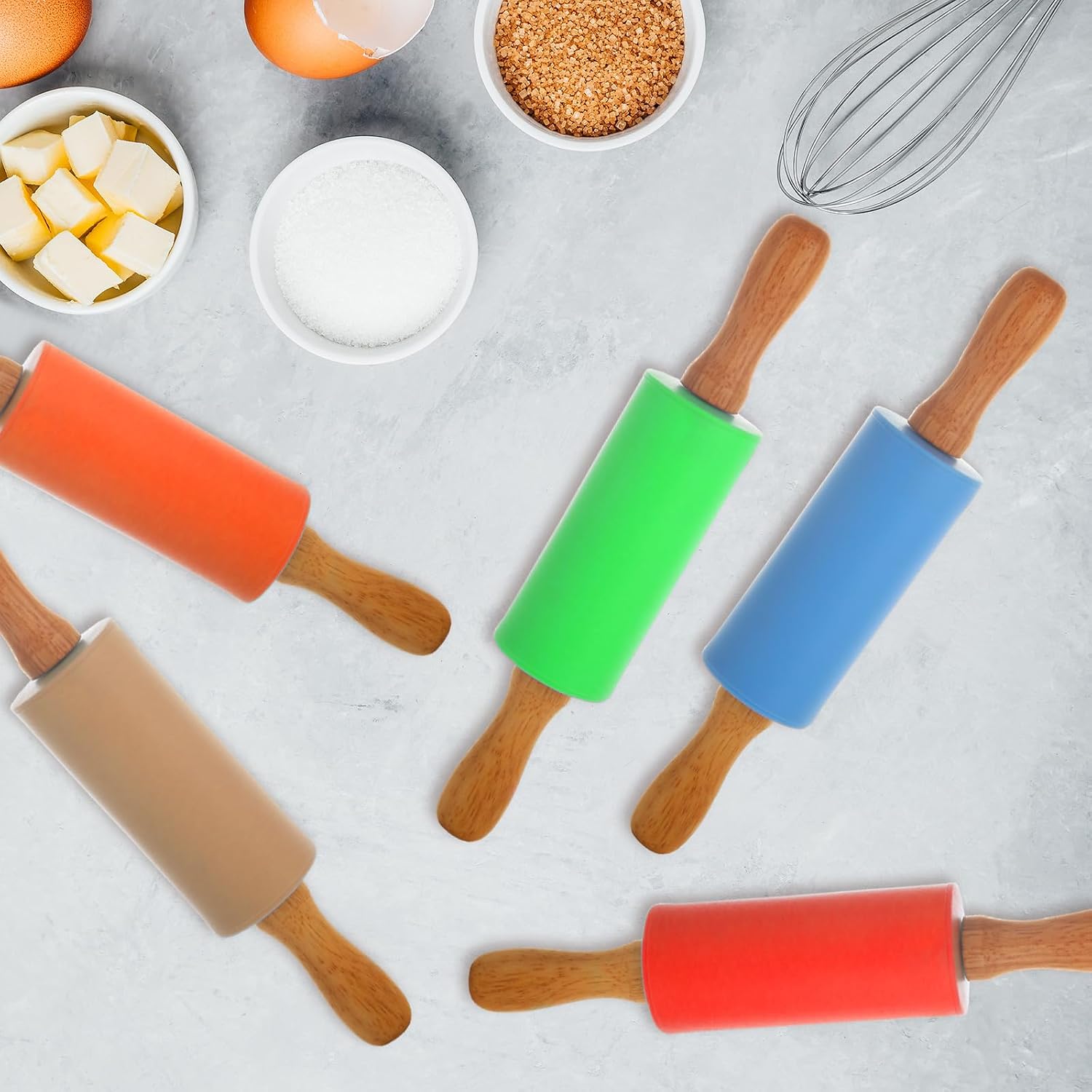 WOPPLXY 15 Pcs Small Rolling Pin, 9 Inch Wooden Rolling Pin, Small Dough Roller, Dough Rolling Pins for Home Kitchen Fondant Pastry Pizza Baking and Crafting