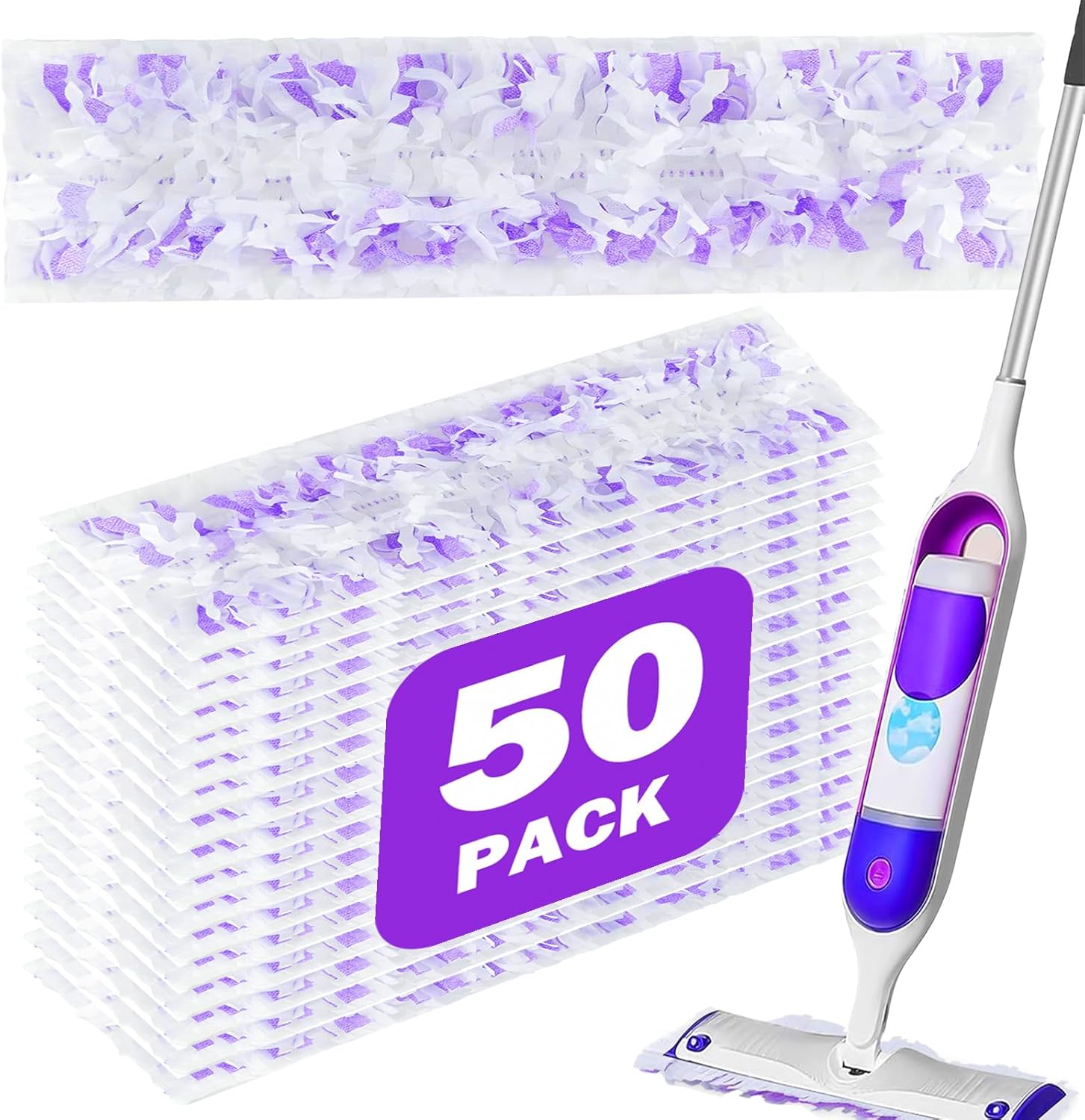 50 Pack Disposable Power Mop Pad Refills for Swiffer Power Mop, Compatible with Swiffer Power Mop Refills, Thickened Multi-Surface Replacements for Swiffer Wet Pads Refill on All Finished Floors.