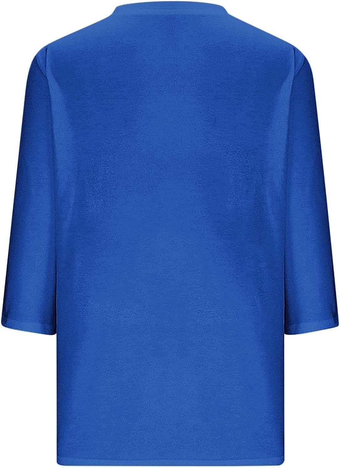 3/4 Length Sleeve Womens Tops Summer Criss Cross V Neck Dressy T Shirts Trendy Casual Loose Fit Tunic Blouses