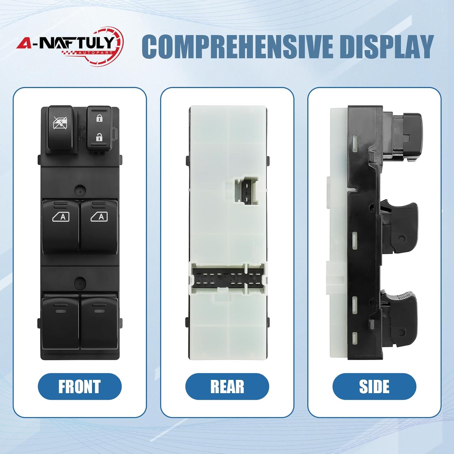 Master Power Window Switch Driver Side Compatible with 2007 2008 2009 2010 2011 2012 Nissan Altima, Front Left Window Control Switch 2 Pins +14 Pins OE 25401-ZN50C 25401-ZN50B