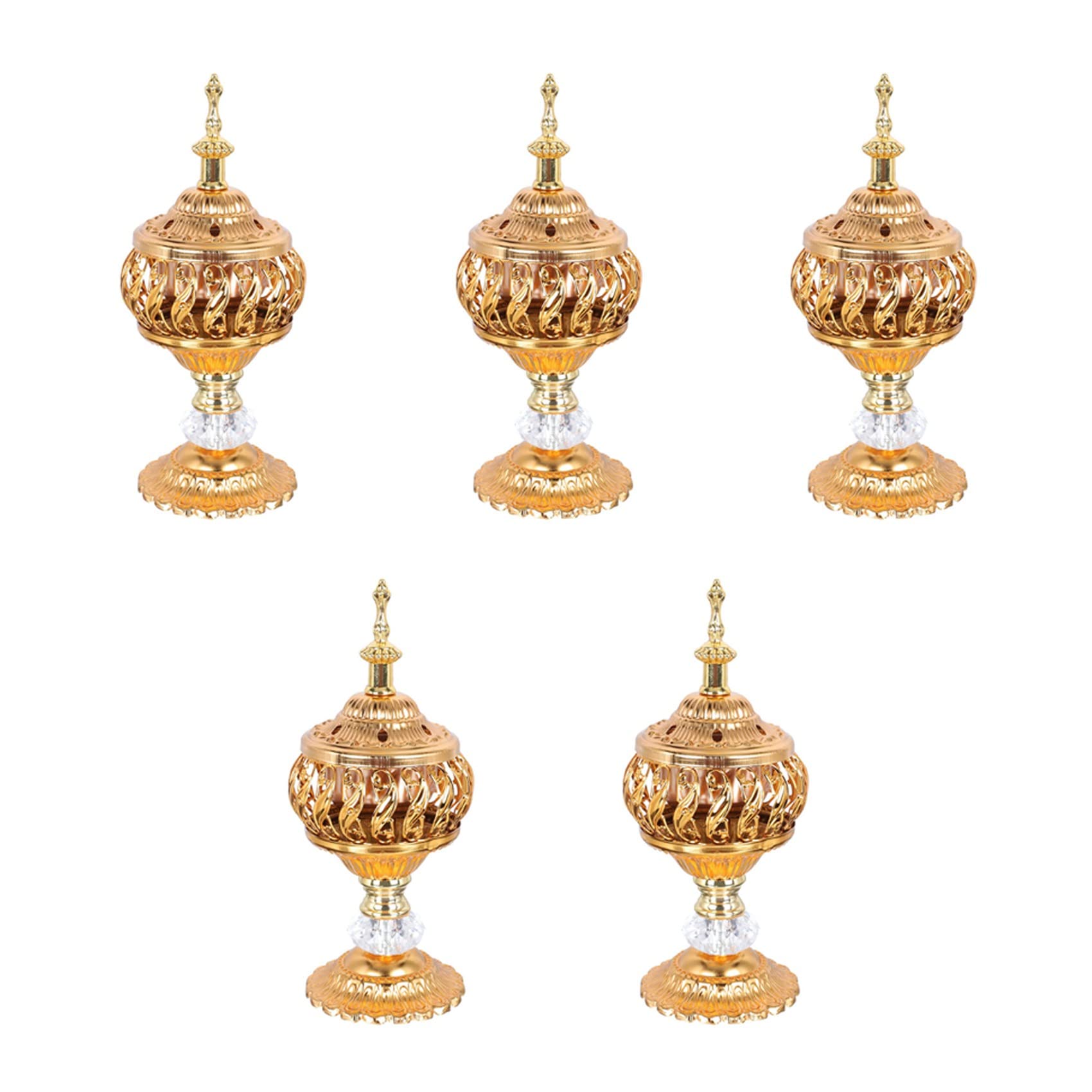 Hndhbfgrt 5X Incense Burner Incense Bakhoor Charcoal Incense Burner Metal Arab Censer Desktop Decor for Incense Sticks Cones