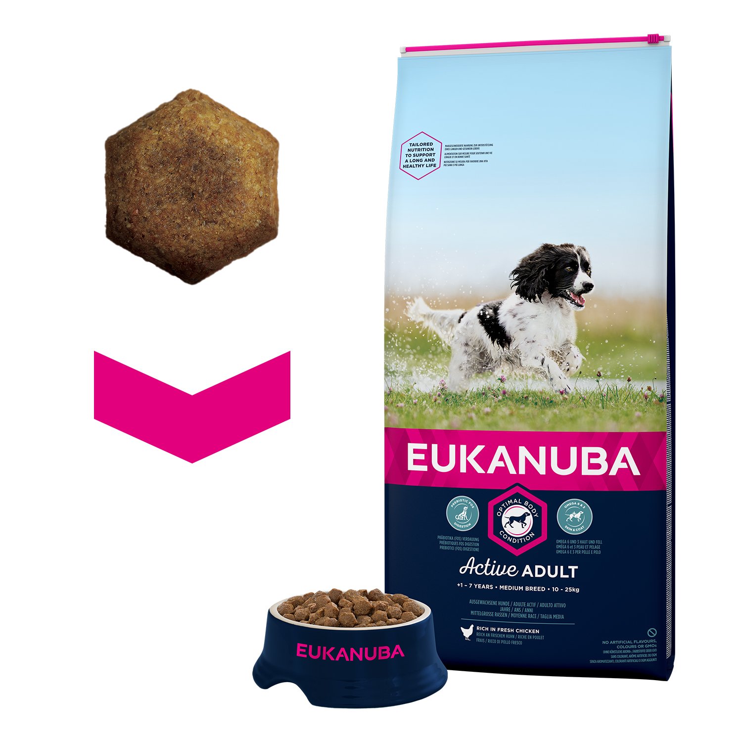 Eukanuba Karma dla szczeniaków ze świeżym kurczakiem dla średnich ras, sucha karma premium dla juniorów, 15 kg
