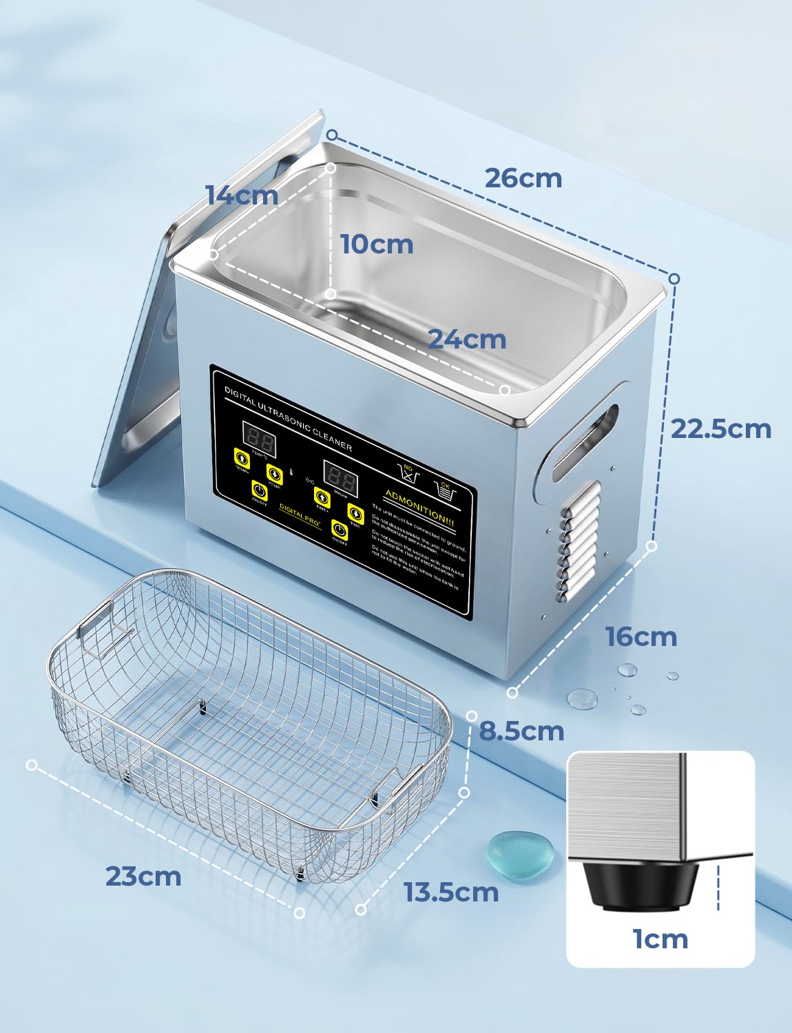 Nettoyeur à Ultrasons Acmeenjoy, 230 W, 3 L. Appareil de nettoyage ultrasonique avec affichage numérique, durée de nettoyage de 5 à 30 minutes, idéal pour le nettoyage de bijoux, lunettes et montres