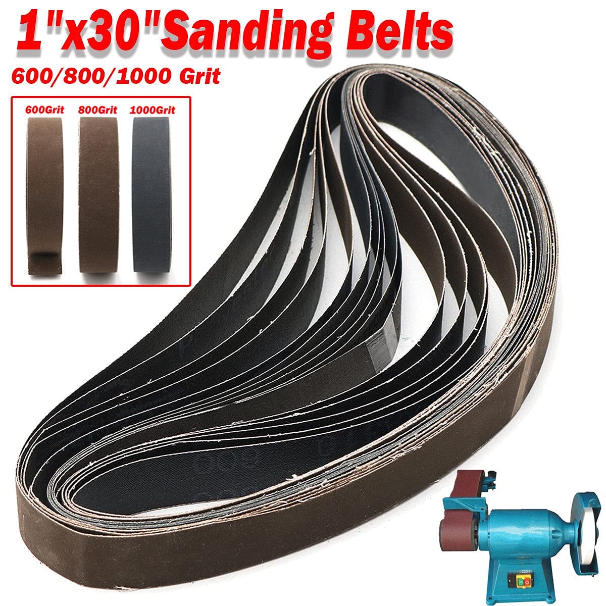 Schleifbänder für Bandschleifer, Schleifband, Schleifpapier-Polierband, 15 Stück 25 x 762 mm(600)