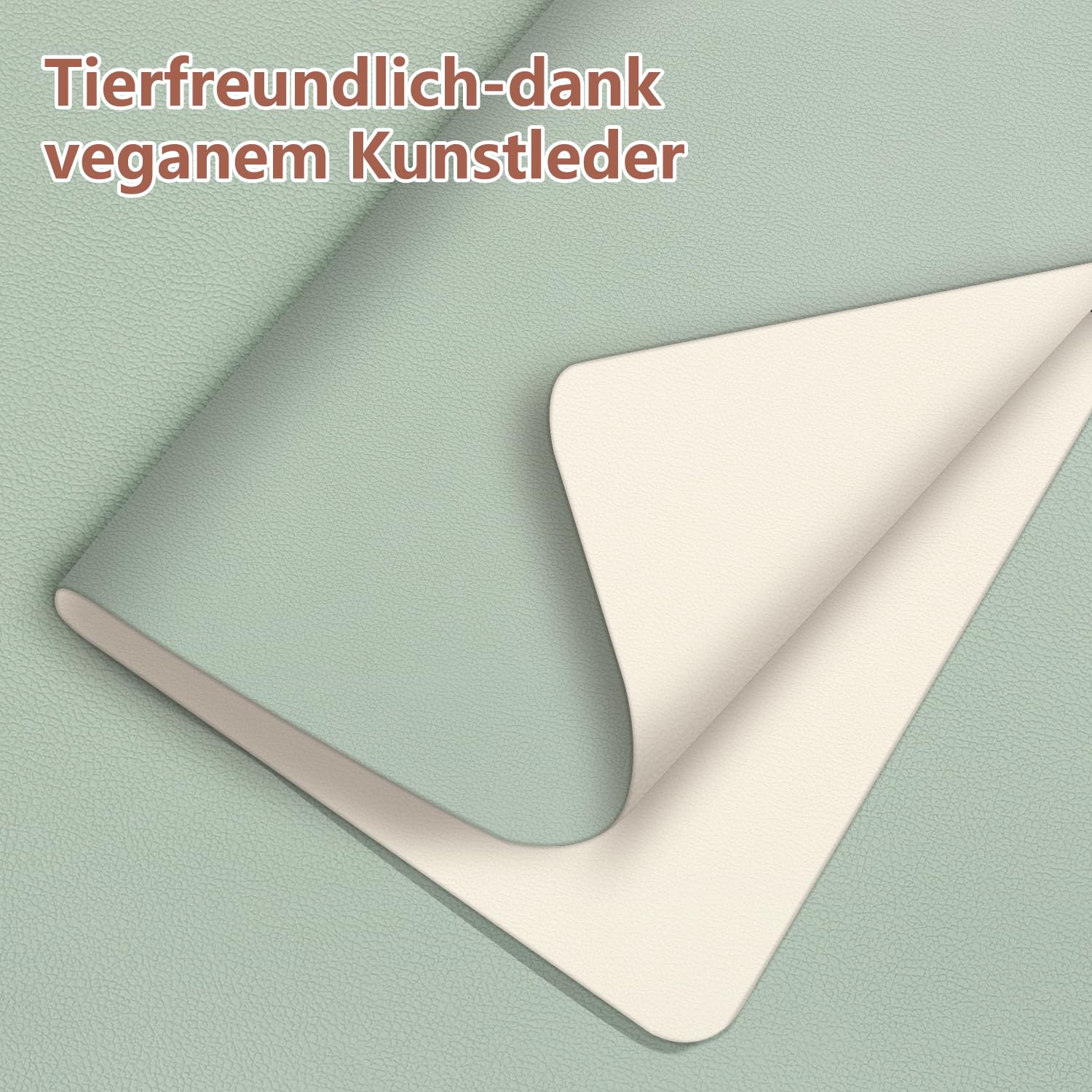 HELI MIAO Tischsets Abwaschbar 4er Set - Doppelseitige Platzsets & Untersetzer aus Lederoptik, rutschfeste & wasserdichte Tischunterlage für Esstisch und Familie - Rechteckig in Salbeigrün+Cremebeige