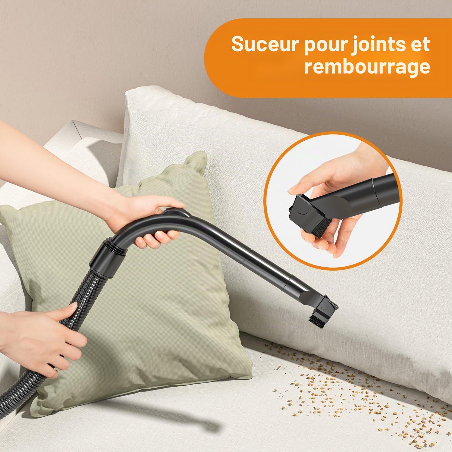 Aspirateur sans sac 1200 W - Forte puissance d'aspiration - Compact et léger - Sans sac - Silencieux < 70 dB - Réservoir à poussière de 2,5 l - Buse de sol pour sols durs et tapis - Filtre