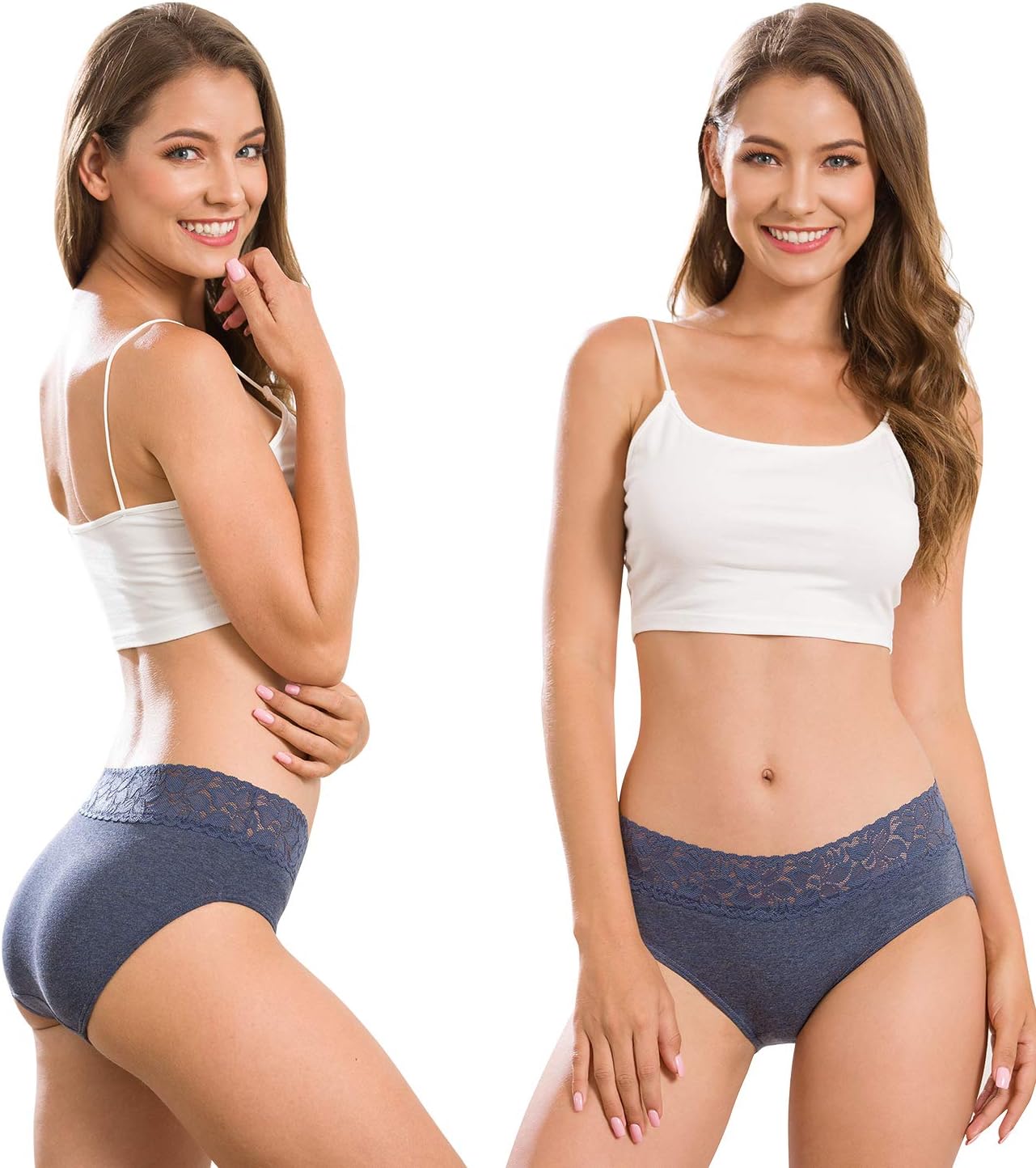 Women’s Underwear Cotton Panties for Women, Soft Ladies Lace Trim Underwear High Waisted Briefs 6 pack - Image 2