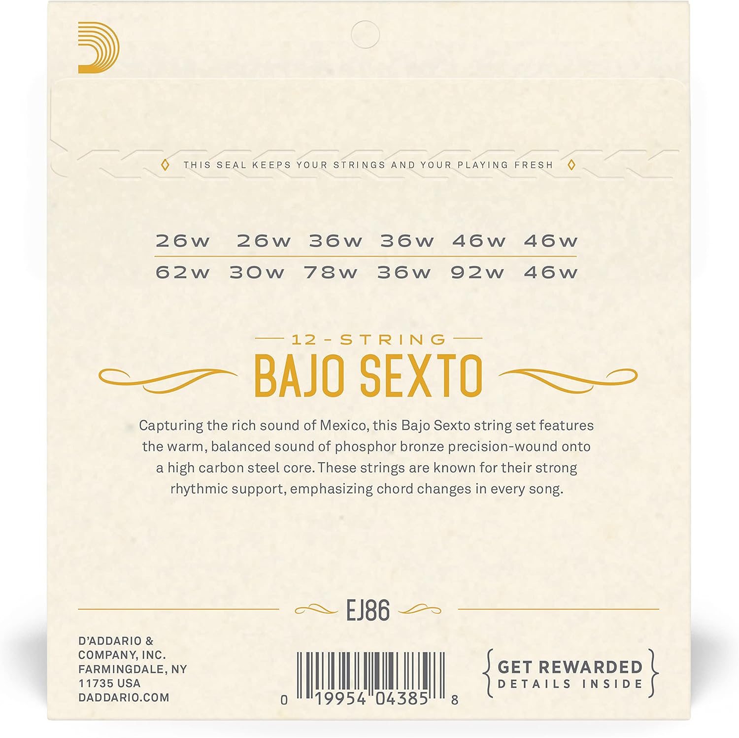 D'Addario EJ86 Bajo Sexto Strings