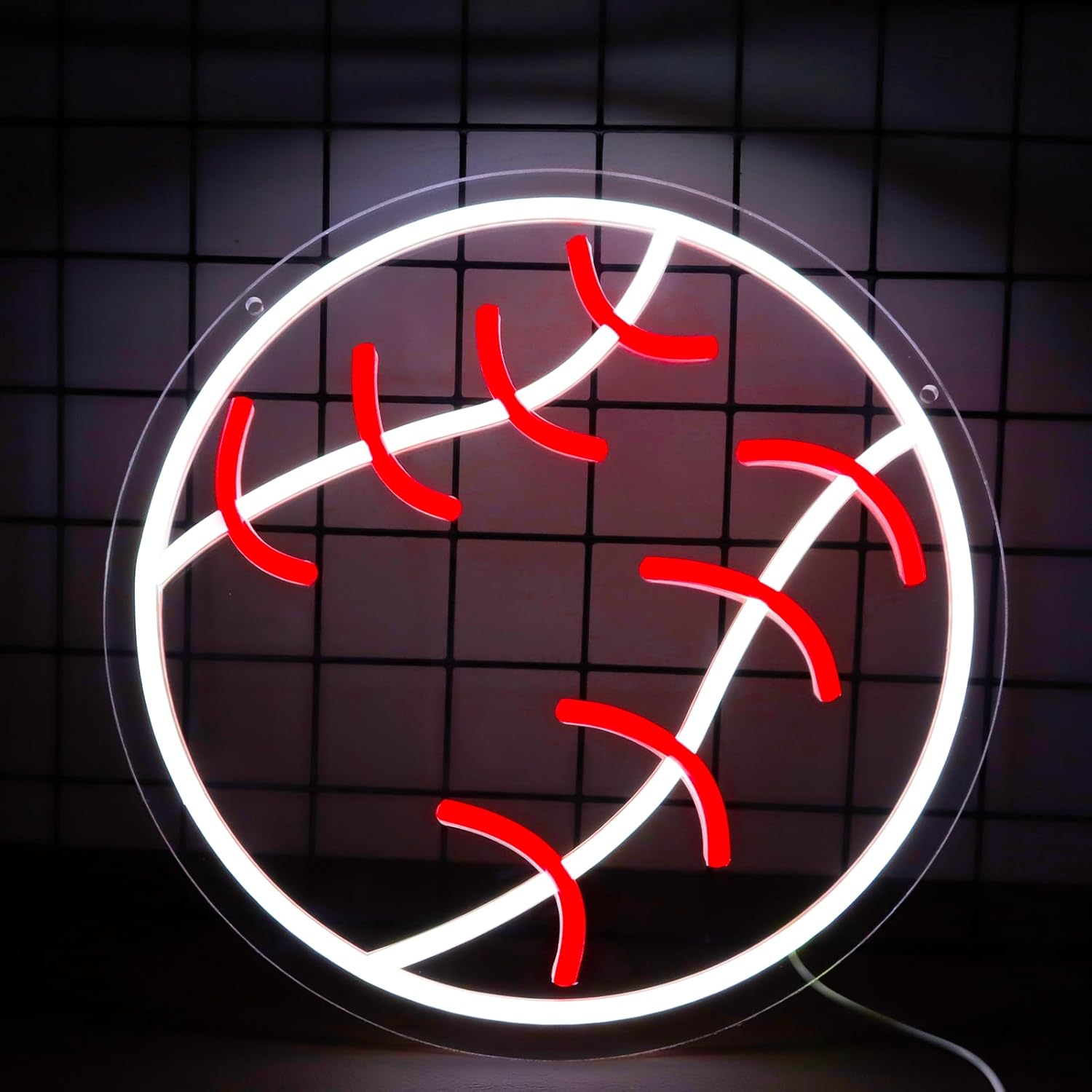 Baseball Neon Lights Dimmable Sport LED Signs Wall Decor for Living Room Bedroom Man Cave Home College Club Shop Birthday Party Gift Art for Kids Fans-12.2 x 12.2IN-USB Powered-Acrylic