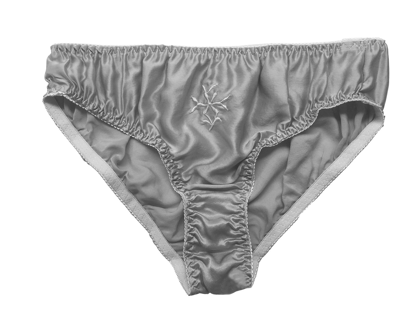 LSHARON SILK Women's Sexy 100% Mulberry Silk Briefs Lingerie Thong Underwear Panties (XL(Tag 3XL), Silver)