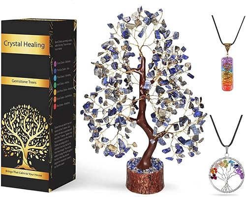 NARIBABU Árbol de lapislázuli, cristal para energía positiva, piedras de Feng Shui, regalos espirituales, bonsái de piedras preciosas, decoración