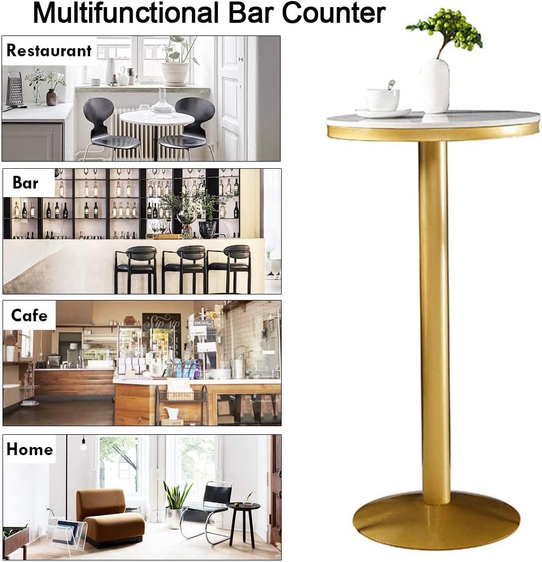 MLGBCDZ Metal Standing Pub Table, Kitchen Round Marble Height 43''/110cm Cocktail Desk, Easy to Assemble Modern Bar/Living Room Furniture, Golden(only Table) : Home & Kitchen