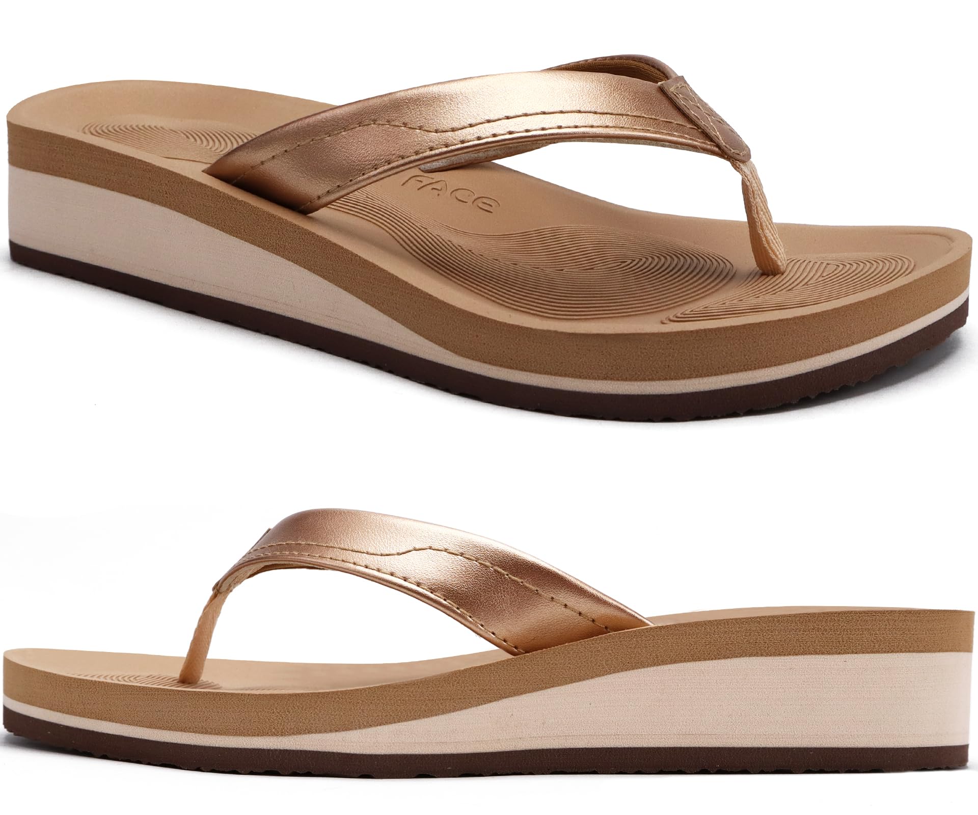 COFACE Flip Flops for Women With Comfortable Arch Support Ladies Fashion Platform Thong Sandals Soft Yoga Mat Sole For Beach/Indoor Outdoor