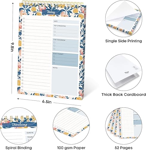 Miniatura 27 de Taja Bloc de notas de lista de tareas pendientes para el trabajo con 52 hojas, 9.8 x 6.5 pulgadas, planificador diario sin fecha, perfecto