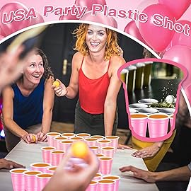 Roshtia 100 Pack 2 oz Christmas Plastic Shot Cups, Mini Disposable Shot Glasses 2 oz Party Cups for Wedding Christmas Winter Party, Beer Taste Serving, Snacks(Multiple Pink)
