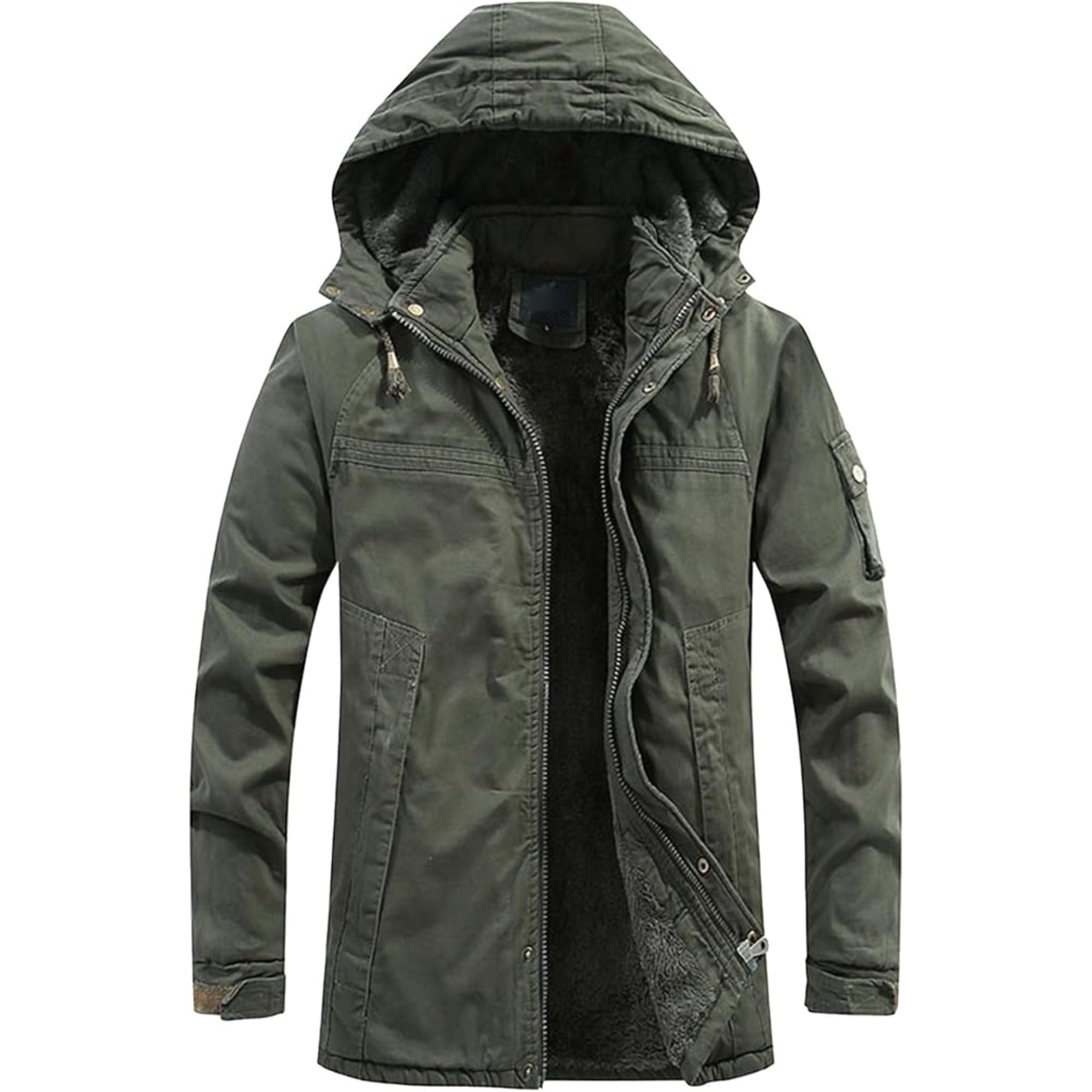 ZDJSWJ Parker épaissi à capuche pour homme Casual militaire chaud manteau à capuche Manteau de travail d'hiver sur grand