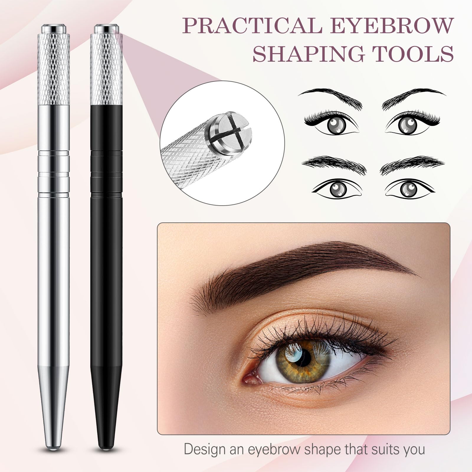 Gisafai Microblading-Stift, manuelle Augenbrauenstifte, Microblading-Stift, Microblading-Werkzeughalter, Aluminium, Microblading-Handwerkzeuge für Make-up-Zubehör, Salons, 50 Stück (Silber, Schwarz)