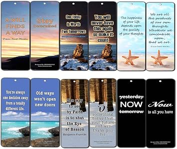 Creanoso Inspirational Quotes Bookmarks Cards 60-Pack - Wisdom Sayings - Encouragement Stocking Stuffers Gifts for Men Women Adults Teens Kids Entrepreneur Seminar Bookmarker Pack