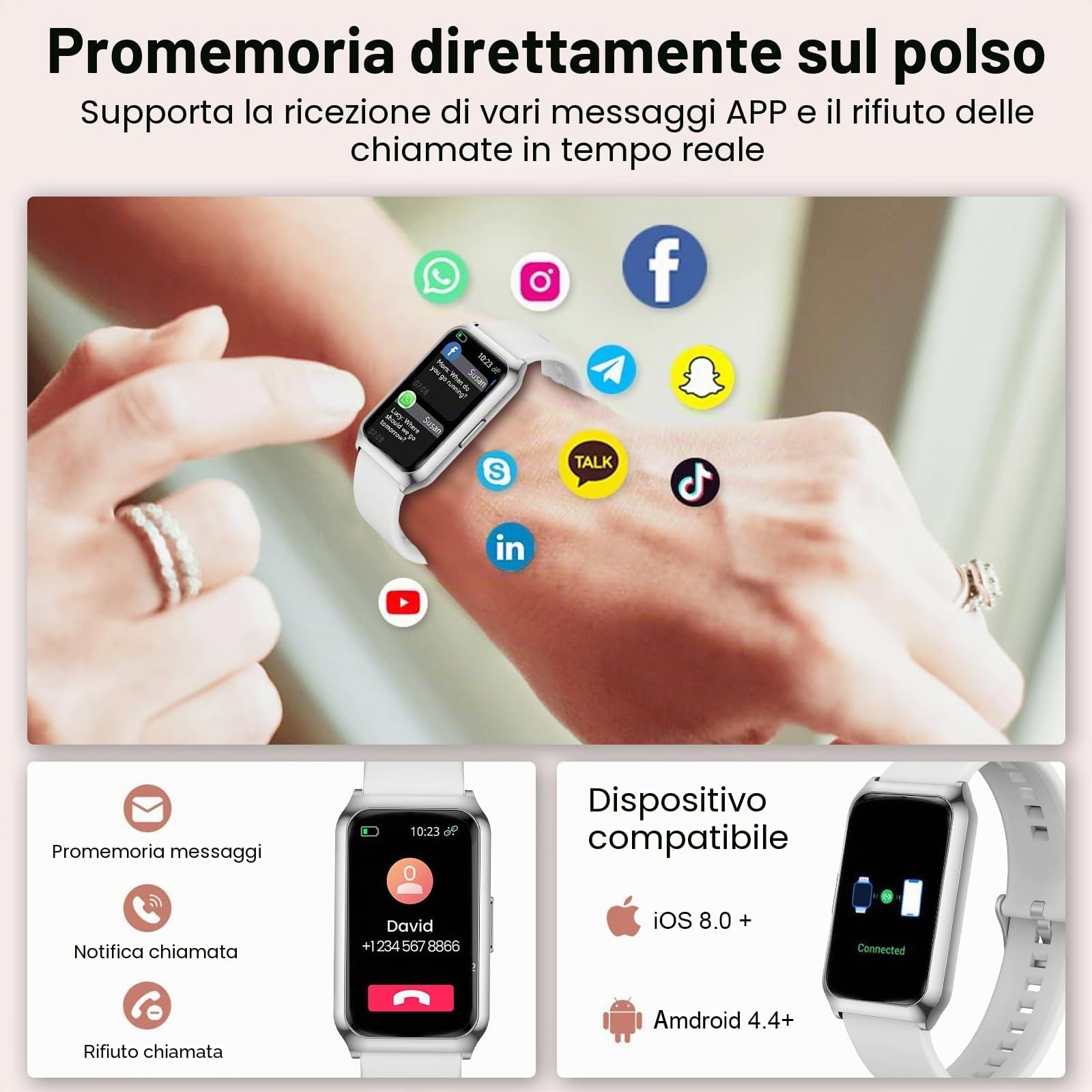 Smartwatch Donna con Cassa in Alluminio, Batteria Fino a 7 Diorni, 1.47" HD Smart Watch con Sonno SpO2 Cardiofrequenzimetro, 25 Sportive, Impermeabil IP68 Orologio Fitness per Android iOS