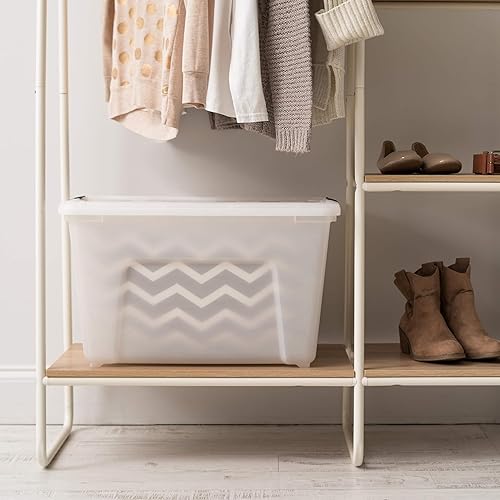 Vista 159 de IRIS USA - Caja de almacenamiento de plástico de 19 cuartos de galón con tapa y pestillos – Paquete de 4 – sin BPA, solución de organización