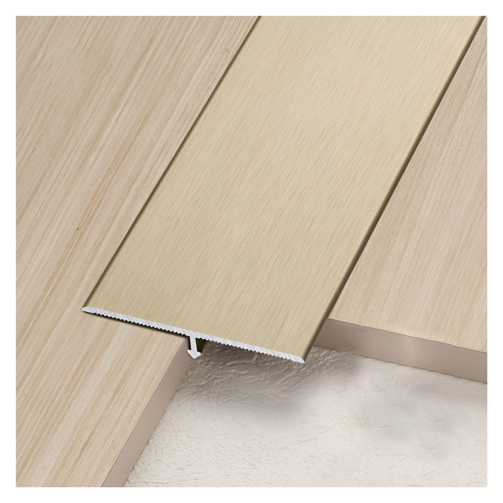 Aluminum Floor Transition Strip 8.8ft(3 Pieces*90 Cm (2.9 Ft)), Floor Flat Divider Strip For Joining Floor Gaps, Scratch-resistant Metal T Molding Trim(Champagne,5CM*2.70M(8.8FT)) โ image 1