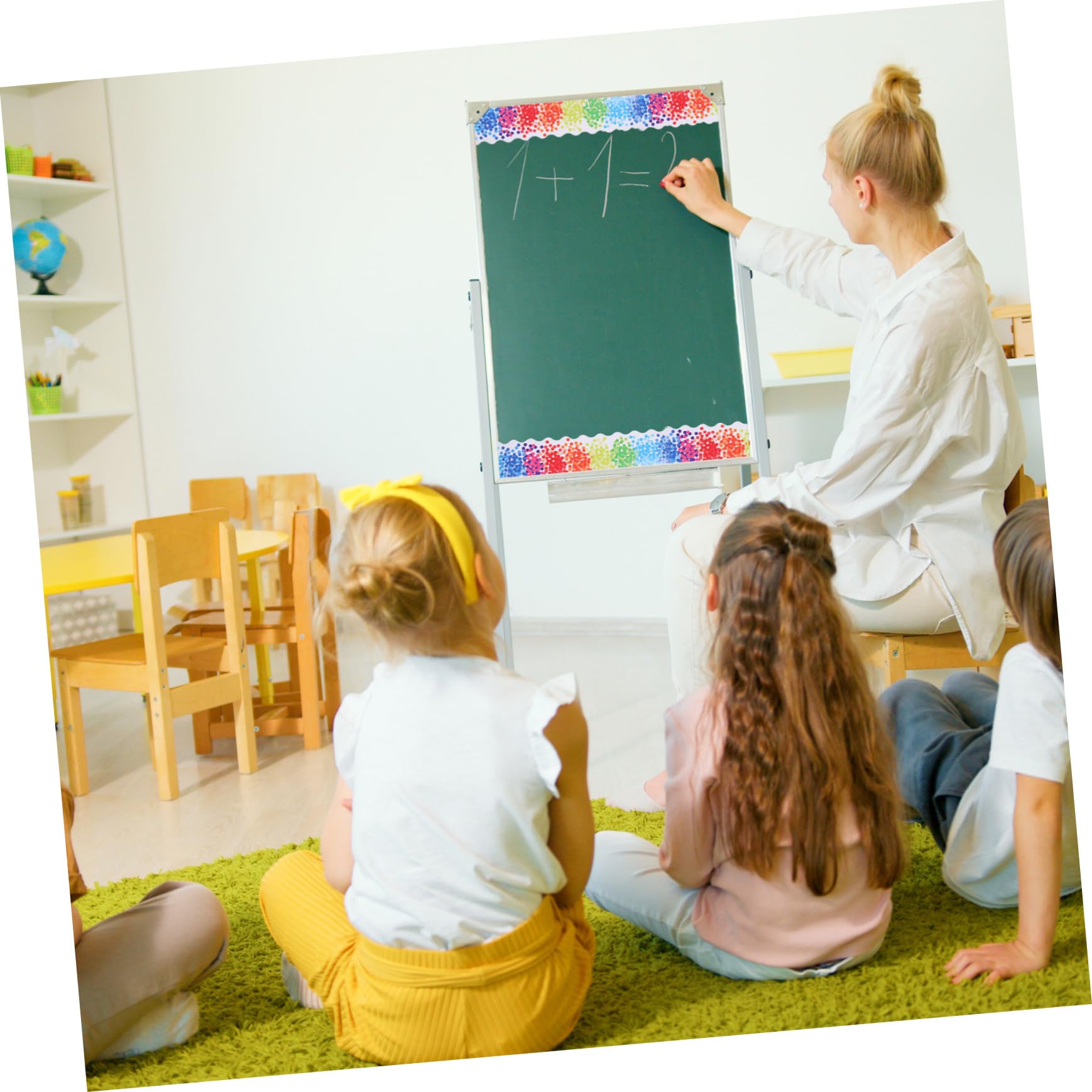 NUOBESTY 4rollen Kreide-umrandung Aufkleber Für Pinnwand Bunte Punkte Dekoration Abwaschbar Verschleißfest Für Klassenzimmer Kindergarten Und Partys